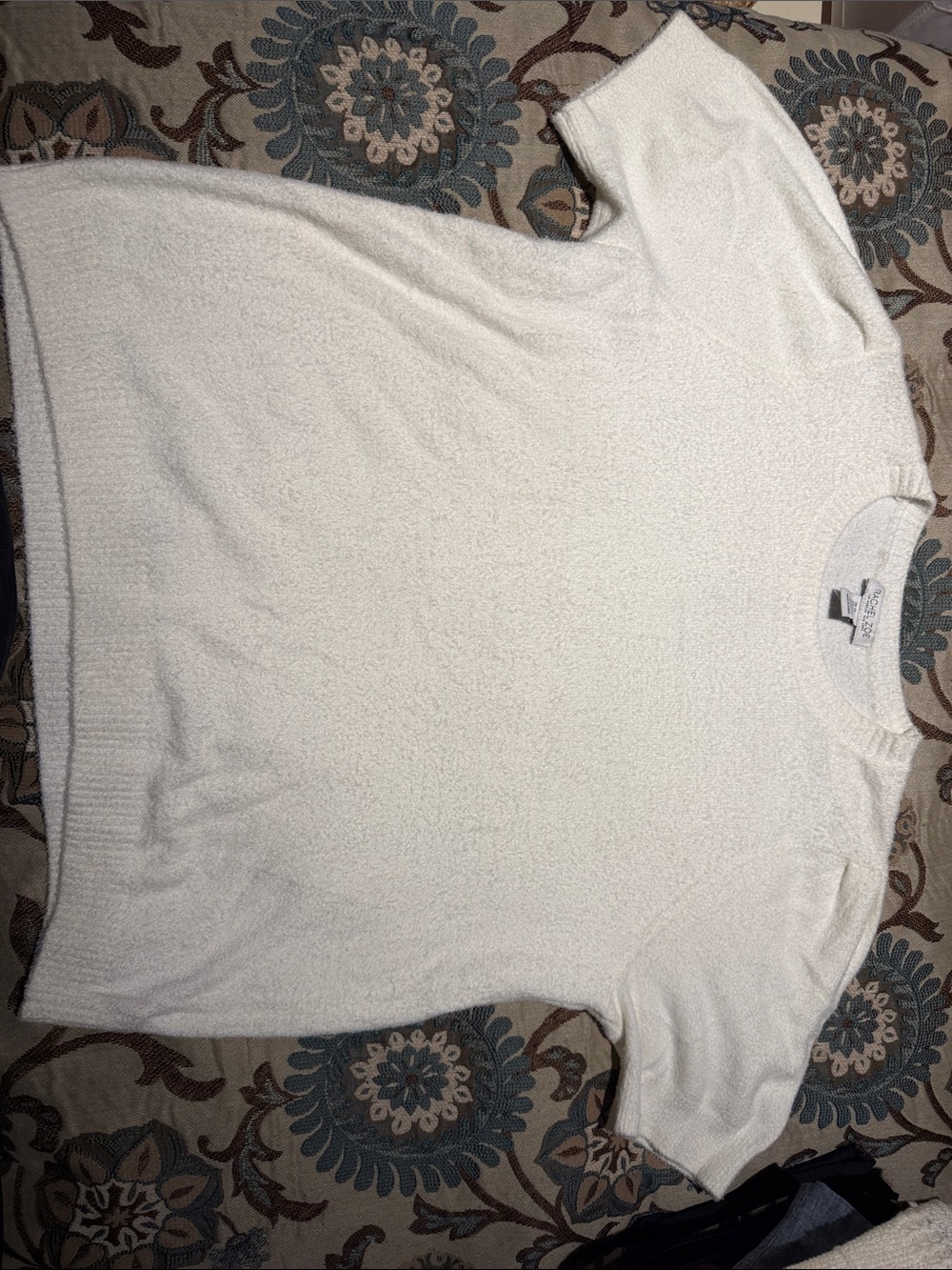 Rachel Zoe Ivory Short-Sleeve Crewneck Sweater